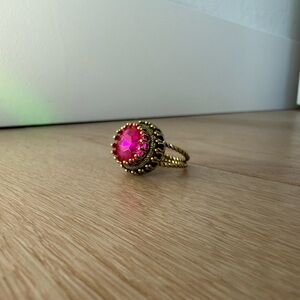 Gold Ring with Pink Gemstone
